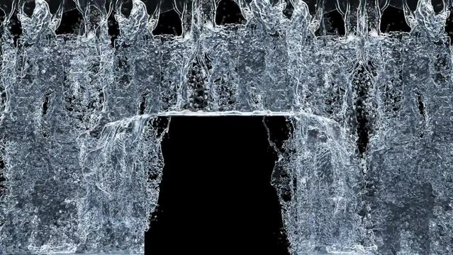 Waterfall texture loop isolated on black background. 4K for mapping 3d illustration.