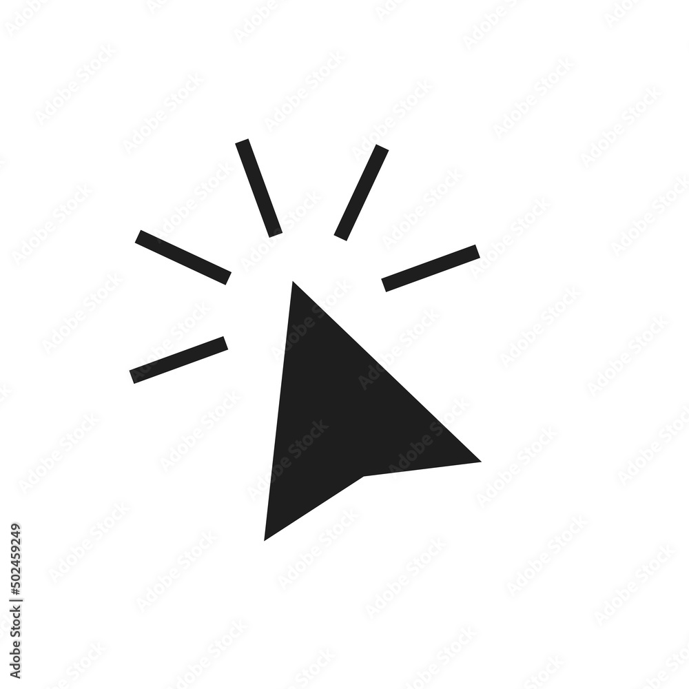 Poster a simple click silhouette icon. click mouse pointer flat vector illustration for mobile app.