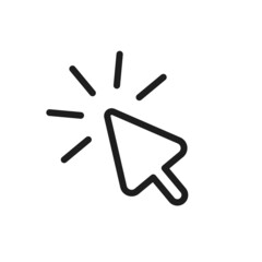 Click mouse pointer simple outline icon. Click vector line illustration for UI and graphic design.