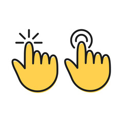 Click simple outline icon. Vector line illustration click mouse in the form of a symbol of the hand for UI and graphic design.