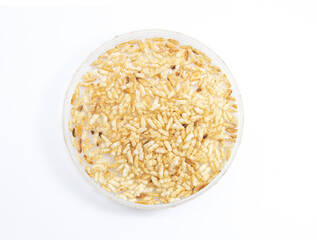 fry rice design isolated on white, top view, selective focus