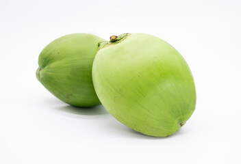green coconut isolate on white background, selective focus