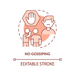No gossiping red concept icon. Do not spread rumors. Social etiquette abstract idea thin line illustration. Isolated outline drawing. Editable stroke. Arial, Myriad Pro-Bold fonts used