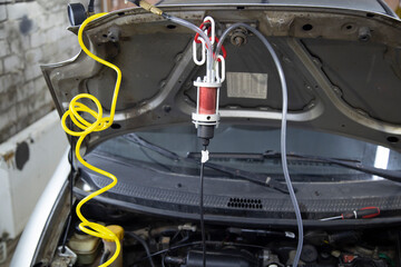 Smoke generator for car repair.Vehicle diagnostics using special equipment.