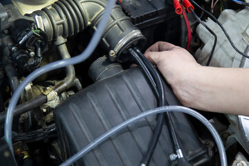 Smoke generator for car repair.Vehicle diagnostics using special equipment.