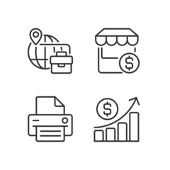 Business development pixel perfect linear icons set. E commerce. Customizable thin line symbols. Isolated vector outline illustrations. Editable stroke. Montserrat Bold, Light fonts used