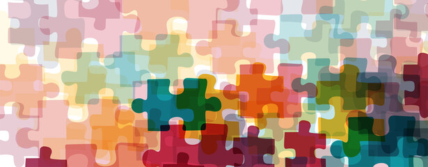 Colorful jigsaw puzzles on a white background