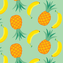 pineapples and bananas pattern tropical summer