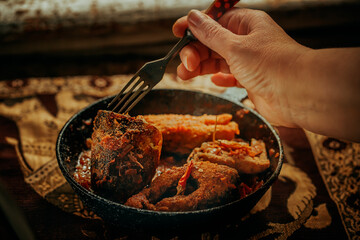 Delicious carp fillets roasted in the frying pan