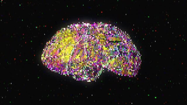 Rotation gradient illumination human brain glitch distortion pixel bad signal error motion design