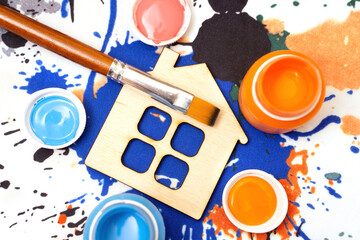 Creative house renovation and walls painting concept