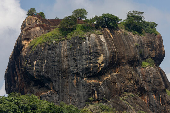 View of Sigiriya Lion's Rock, a rock fortress located in the northern Matale District, Dambulla, Sri Lanka.