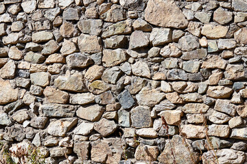 abstract background of a wall made of boulders and rubble stone
