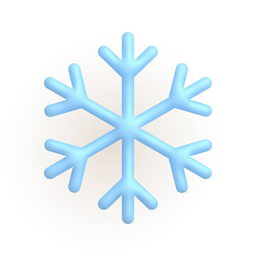 Snowflake, snow. Cute weather realistic icon. 3d cartoon.
