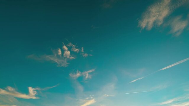Time-lapse clouds in the sky. Time lapse of floating white clouds in the blue sky. Nature background