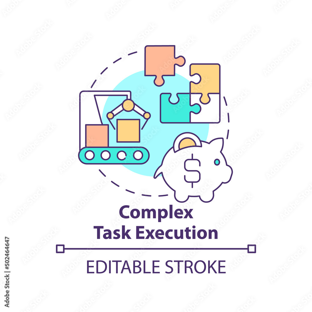 Wall mural complex task execution concept icon. artificial intelligence advantage abstract idea thin line illus