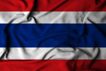 Selective focus of thailand flag, with waving fabric texture. 3D illustration