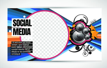 Editable modern template for social media. Promo template. Social media banner, vector.