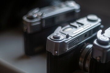 Fototapeta na wymiar Old vintage retro analogue cameras