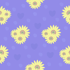 Cute floral seamless pattern on blue background