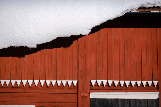 Swedish red wooden falu red wall with ornament