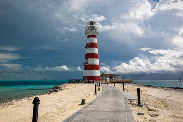 Footpath leading to lighthouse on a Caribbean Sea coast
