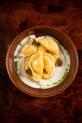Tasty pierogi or vareniki ravioli