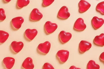 Gordijnen Heart shaped jelly candy © Sasajo