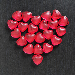 Candy in the form of hearts