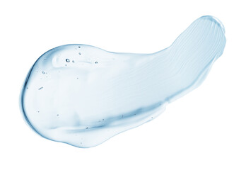 Gel cream moisturizer serum smuge with bubbles isolated on white background top view