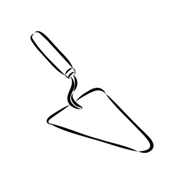 black line art trowel on white clip art preview
