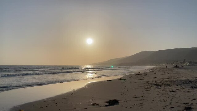 Scenic Zuma Beach sunset, Malibu, California