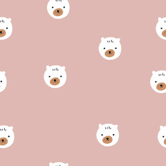 Seamless pattern. Cute bear cubs on a neutral background. Vector illustration for design