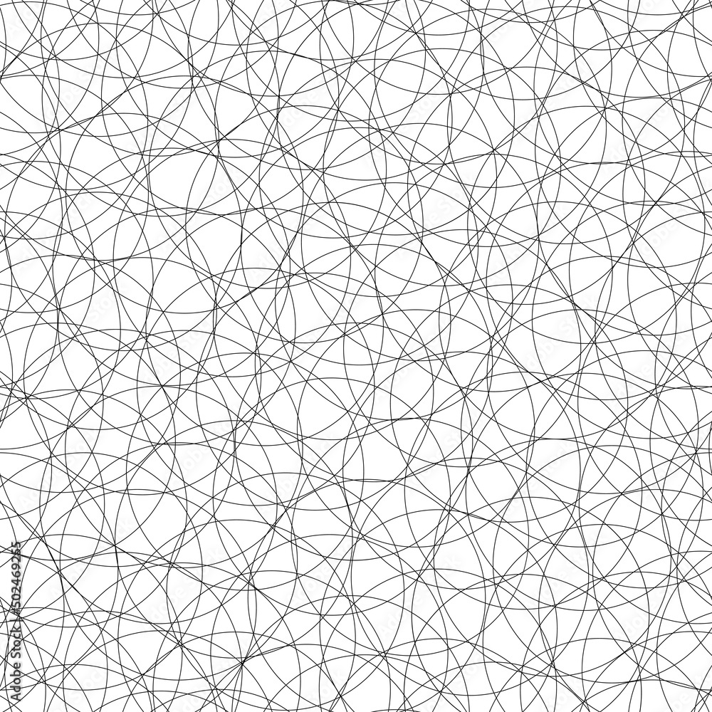 Poster tangled background of thin black outline overlapping circles