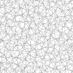 Tangled background of thin black outline overlapping circles