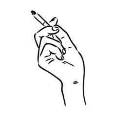 Smoking cigarette. Vector illustration in sketch style. Illustration of cigarette in vintage engraved style.