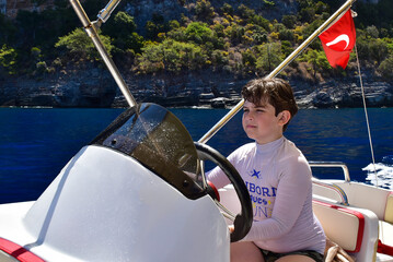 child on the boat