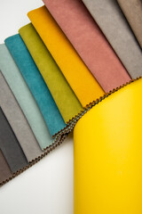 Examples of fabric for furniture. vertical photo