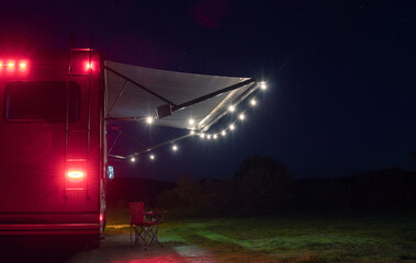 Fototapeta Wild RV Camper Van Camping with Starry Sky obraz