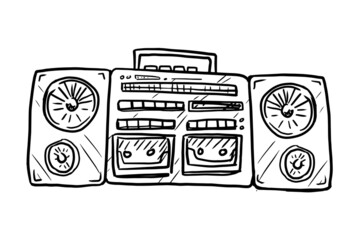 Old cassette and CD recorder vector illustration