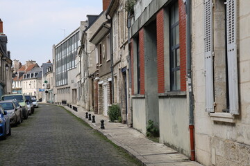 Vieille rue typique, ville de Bourges, département du Cher, France