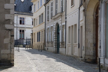 Vieille rue typique, ville de Bourges, département du Cher, France
