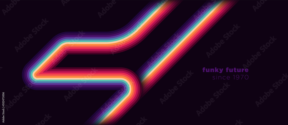 Poster abstract background design in futuristic retro style with colorful lines. vector illustration.