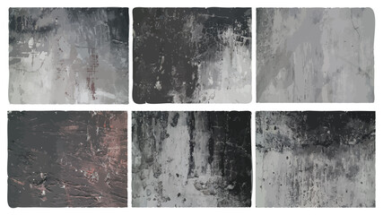Dirty cement Grunge Textures Vector Set. Concrete wall background vector illustration