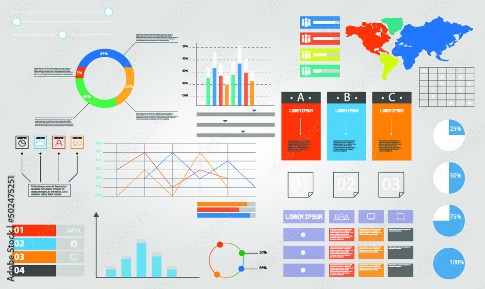 Poster dashboard, great design for any site purposes. business infographic template. big data concept dashb