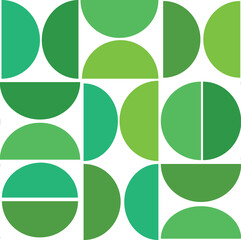Mid century artistic half circles seamless pattern in shades of green . For wallpaper, home décor and art posters  