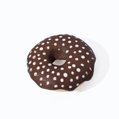 Chocolate donut on white background