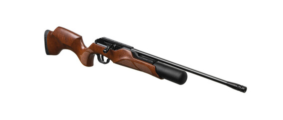A modern air rifle with a futuristic design. Pneumatic weapons for sports and entertainment....