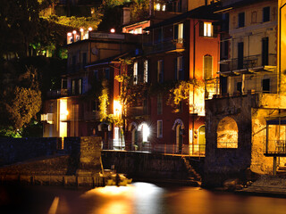 Night Picture of Varenna town on Como lake