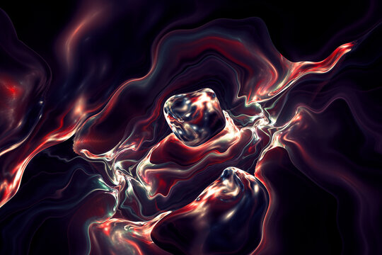 Vivid stylish gradient fluid design 3d render in abstract style. Abstract metallic hot liquid background